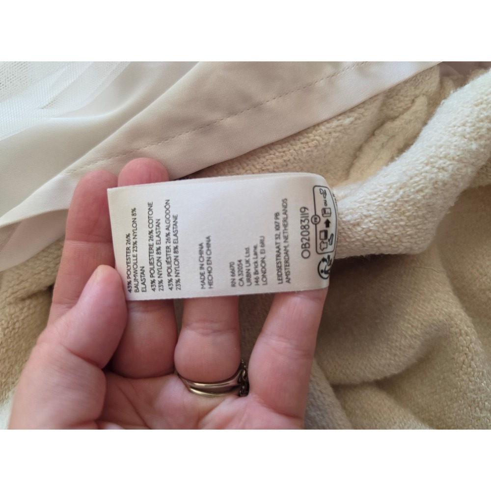 Anthropologie Babydoll Ballerina Longsleeve Cream Tulle Twofer Mini Dress sz L - Picture 6 of 8